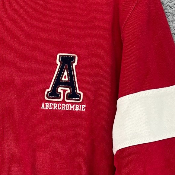 Vintage Abercrombie & Fitch Men's Red and White Sweater Long Sleeve Y2K sz M - Picture 3 of 7